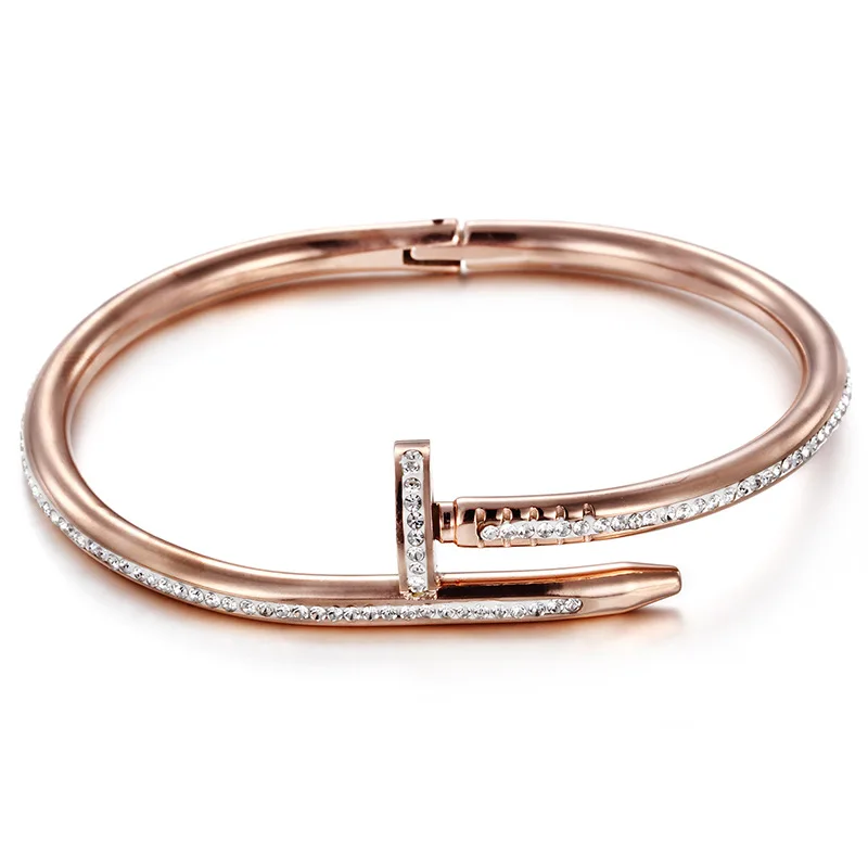 New Titanium Crystal Nail Bracelet Gold Lover Bracelet For Women Screw