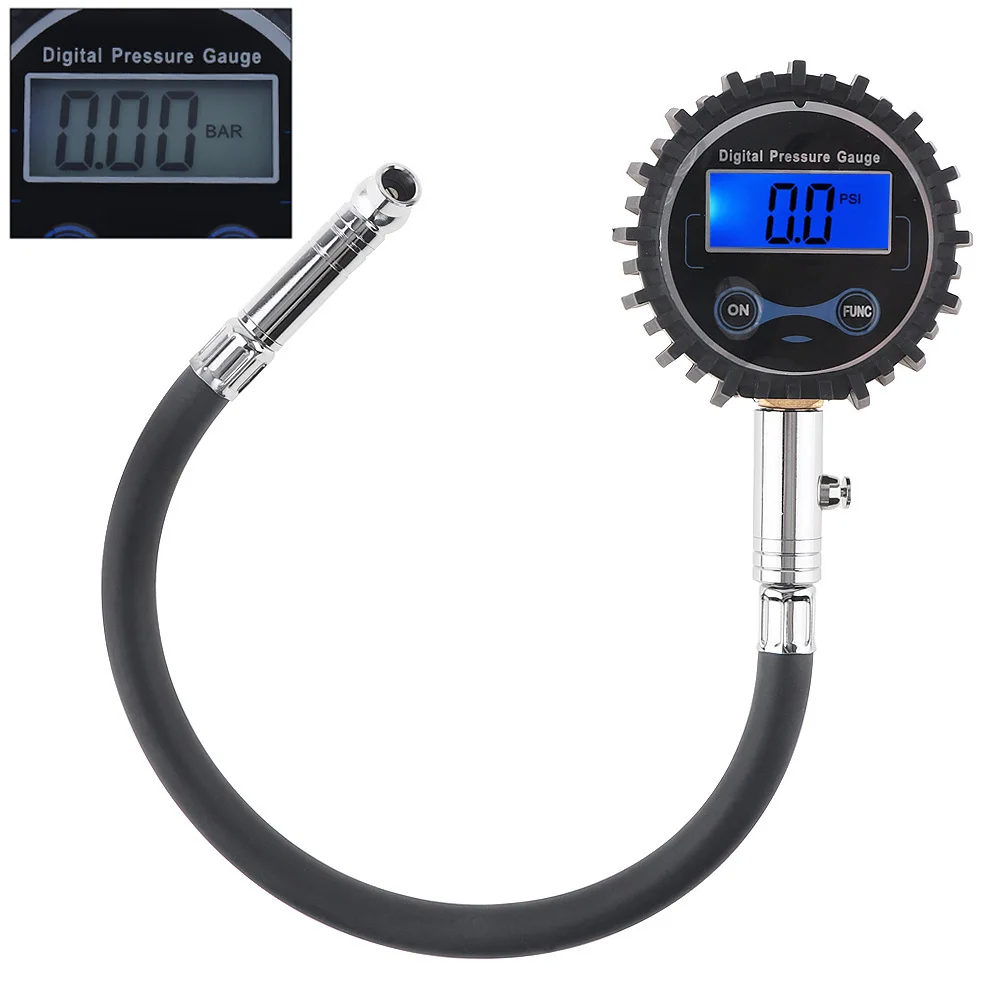 

ABS + Metal 300PSI Precision Electronic Digital Tire Gauge with Lengthening Tube Pressure Measuring Valve and Night Vision