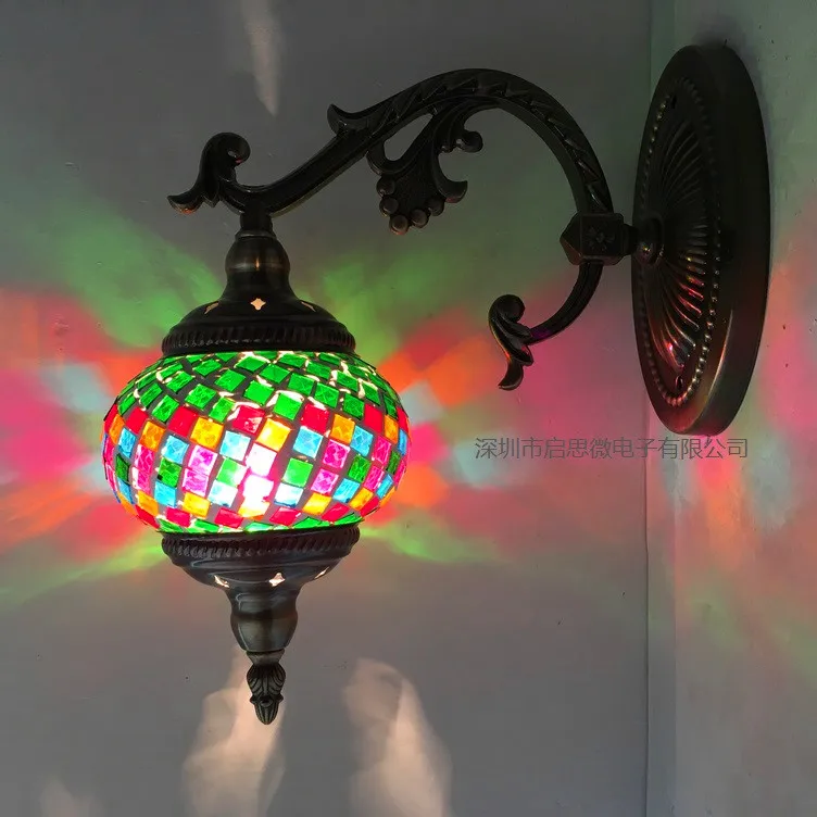 Новейшая E14 ручная инкрустированная стеклянная мозаика для спальни гостиной декоративные настенные светильники в средиземноморском стиле лампы в турецком стиле