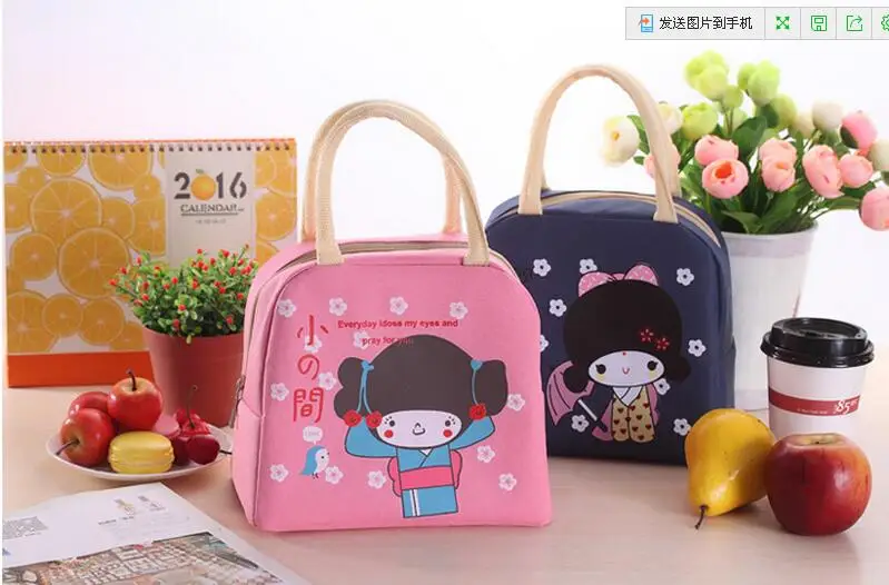 New Cute Girl Lunch Bag Large Package Thicker Thermal Insulation Bag Lunch Box Waterproof Oxford Children Food Lunch Picnic Bag