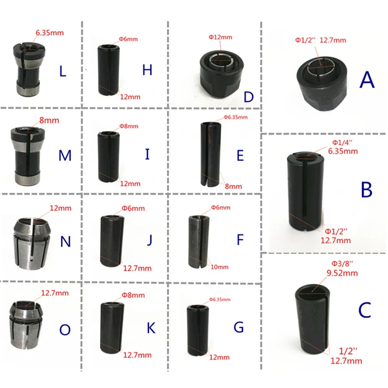  Adapter shank CNC Router tool Collet Cone Nut for Makita BOSCH HITACHI DeWALT MIlling 1/2