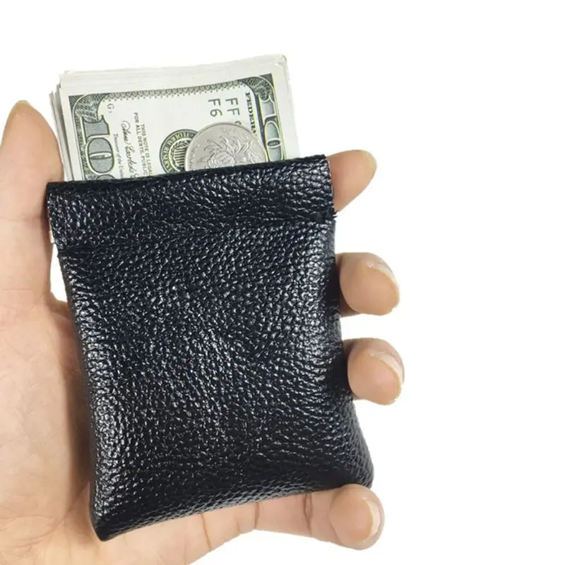 

Soft Men Women Card Coin Key Holder Metal Spring Closure Leather Wallet Pouch Bag Purse Gift New
