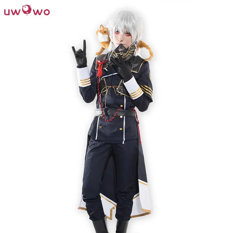 UWOWO костюм для косплея nakigitsune Touken Ranbu онлайн крутой костюм из полиэстера с галстуком перчатки и маска Touken Ranbu костюм для косплея nakigitsune для мужчин - Цвет: Cos