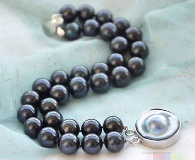 

Hot sell2ROW 8" 12mm ROUND BLACK FRESHWATER PEARL BRACELET -Bridal jewelry free shipping