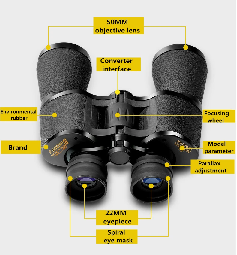 Baigish 20x50 бинокль Hd мощный туристический Spyglass высокое время чёткое видение телескоп Lll ночное видение для охоты кемпинга