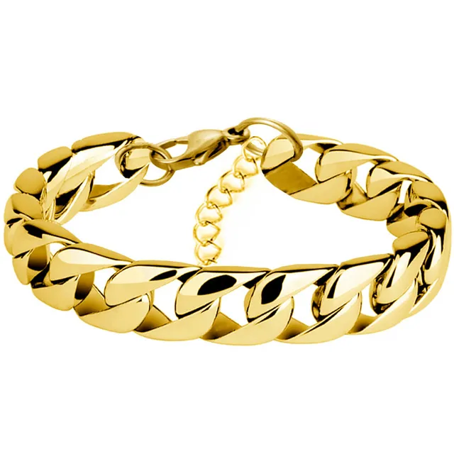 Miami Cuban Chain Bracelet Men Stainless Steel Gold Curb Link Miami Cuban Chain Bracelet Men Stainless Steel Gold Curb Link Biker Hip Hop Jewelry