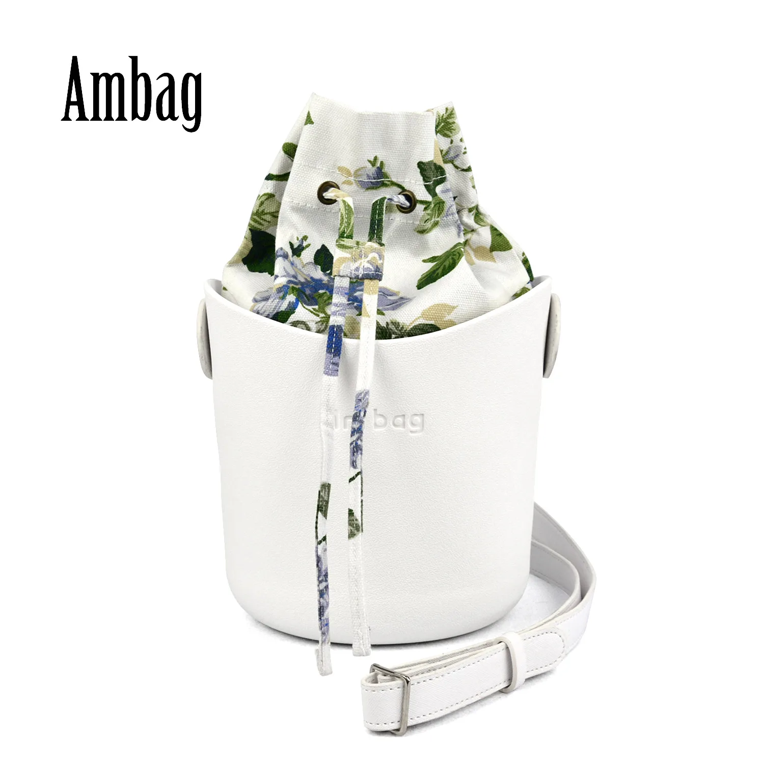

2019 New Obag Style Ambag EVA O bag Basket with Handles Straps Floral Canvas Insert Women Shoulder Bag DIY Bag