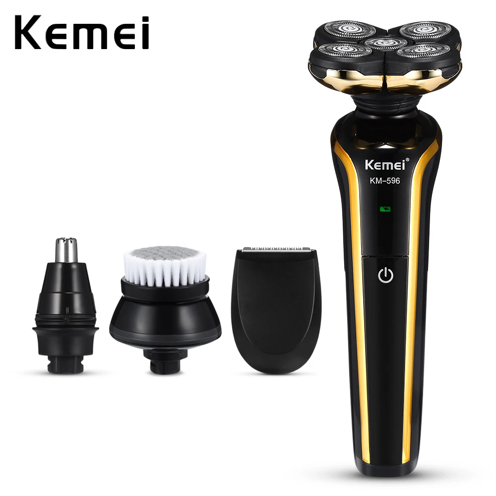 

Kemei Men 4D Electric Shaver 5 Blade Heads Razor Multifunction Nose Ear Hair Trimmer KM-596