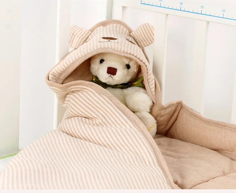 Высокое качество новорожденных 3 цвета органический Цветной хлопок 90 см* 90 см Носки с рисунком медведя из мультика спальный мешок крышка#1