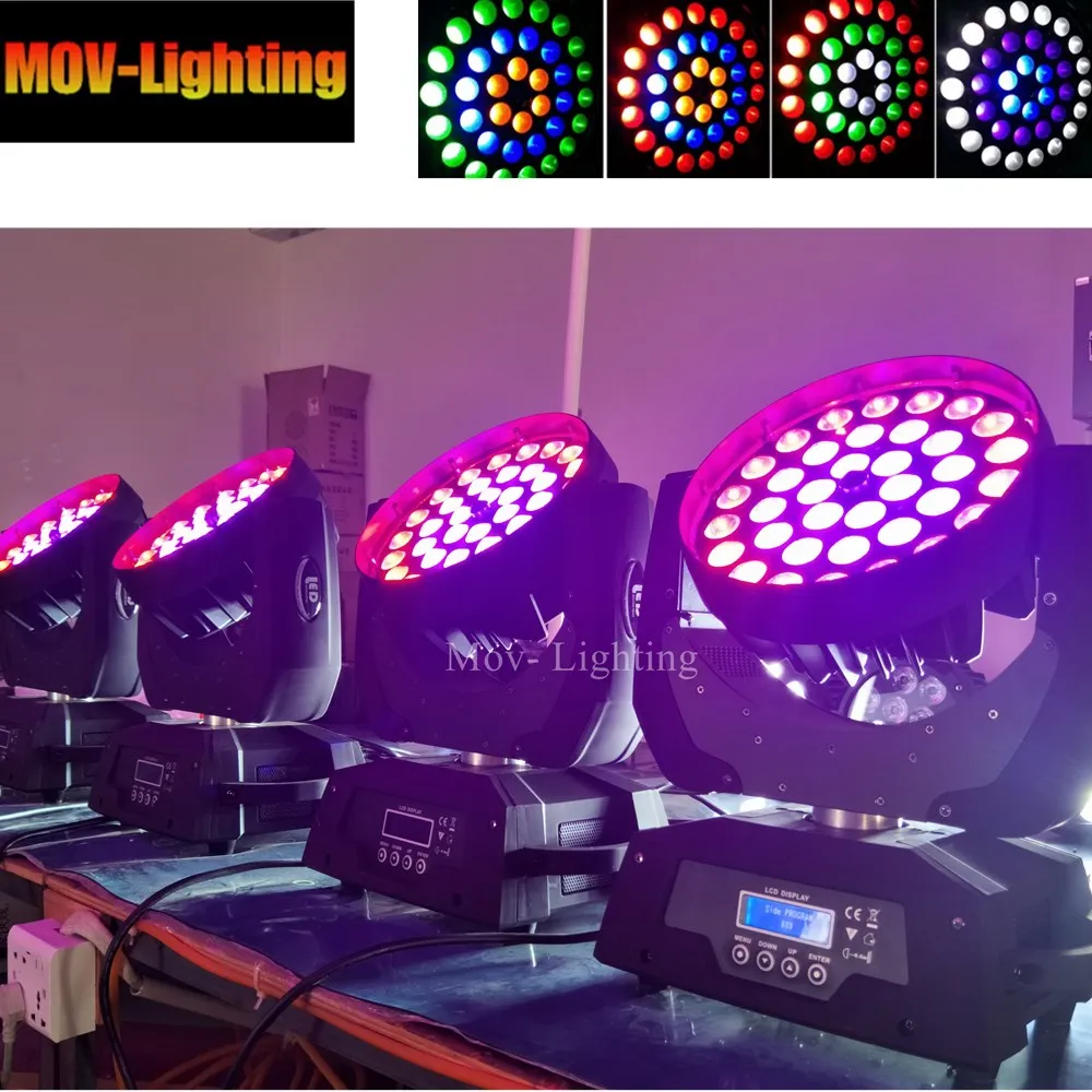 Светодиодный зум 36x18 Вт RGBWA УФ цветная DMX сценическая движущаяся головка для