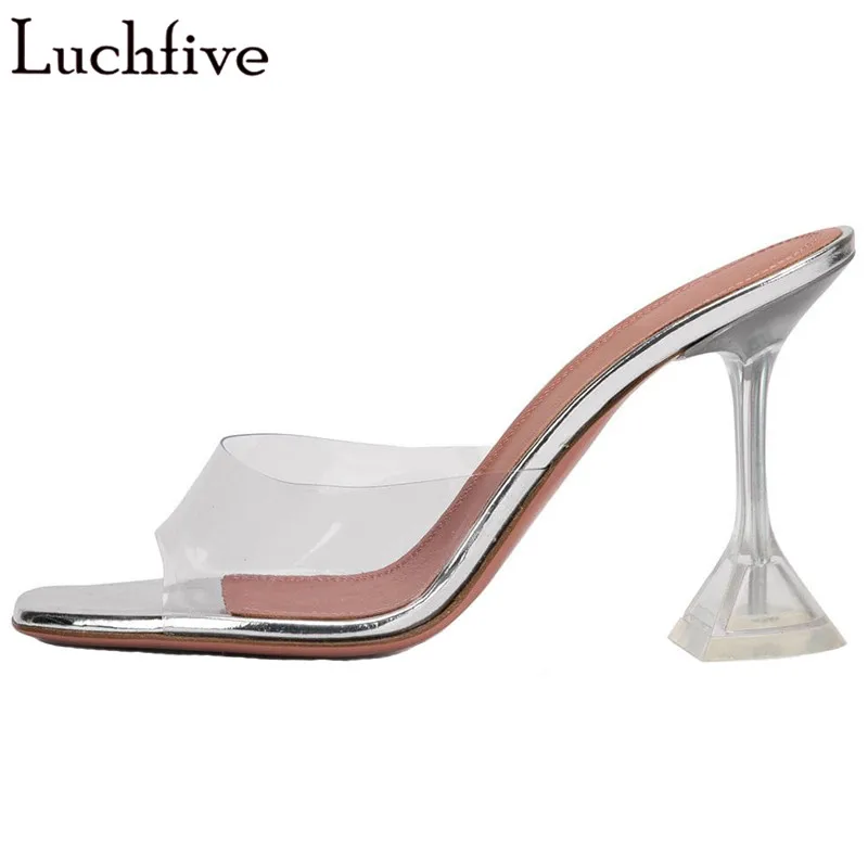 

Sexy Clear PVC Slippers Women Thin High Heels Ladies Shoes Summer Open Toe Slides Buty Damskie Letnie Zapatos De Mujer