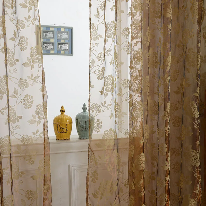 Urijk Горячие 100X200CM вышитые тюлевые занавески для кухни пасторальные Цветочные