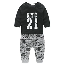 New Baby boys fashion cotton clothing set infant 2pcs suit long sleeve t-shirt+pants baby boy clothes