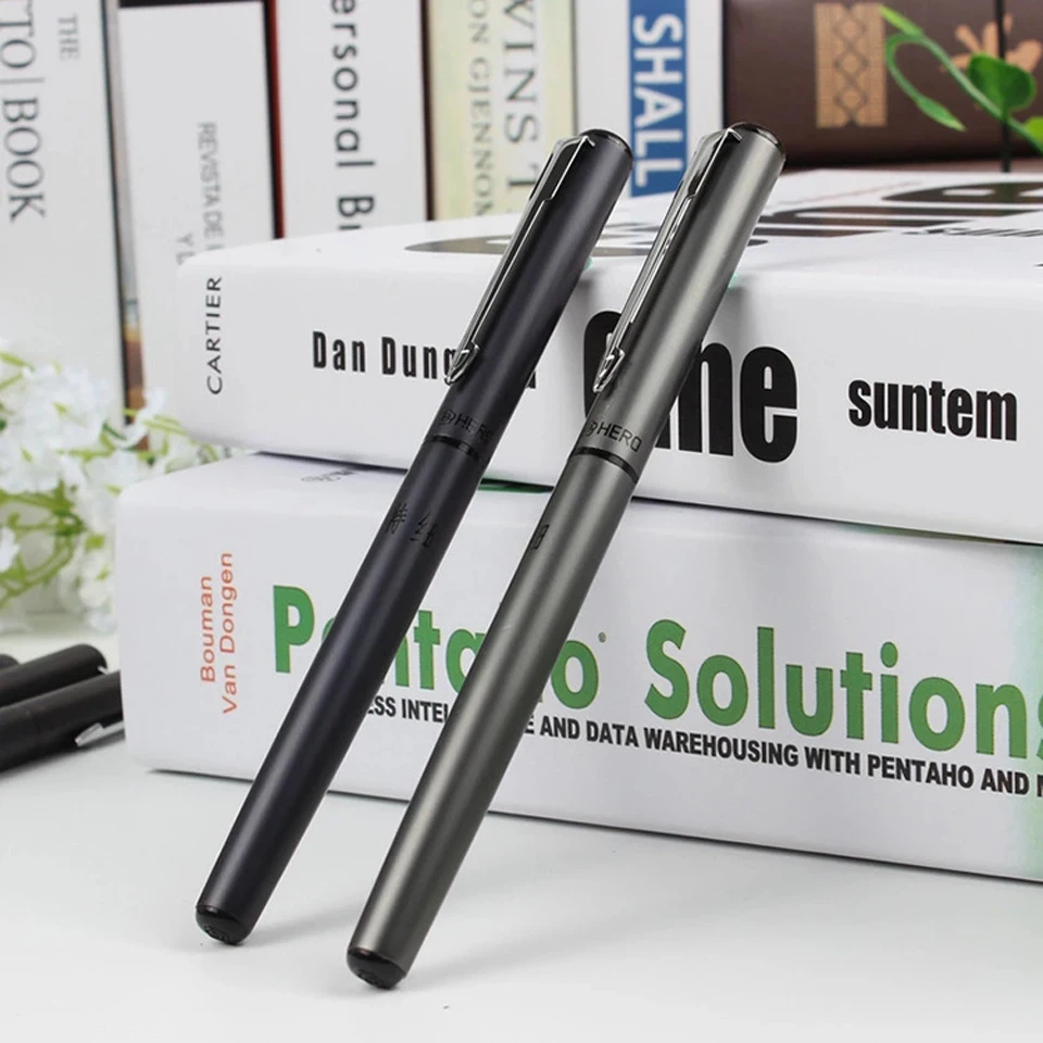 Перьевая ручка из алюминиевого материала, очень тонкая ручка 0,38 мм, Высококачественная чернильная ручка для письма, школьные офисные принадлежности, ручки