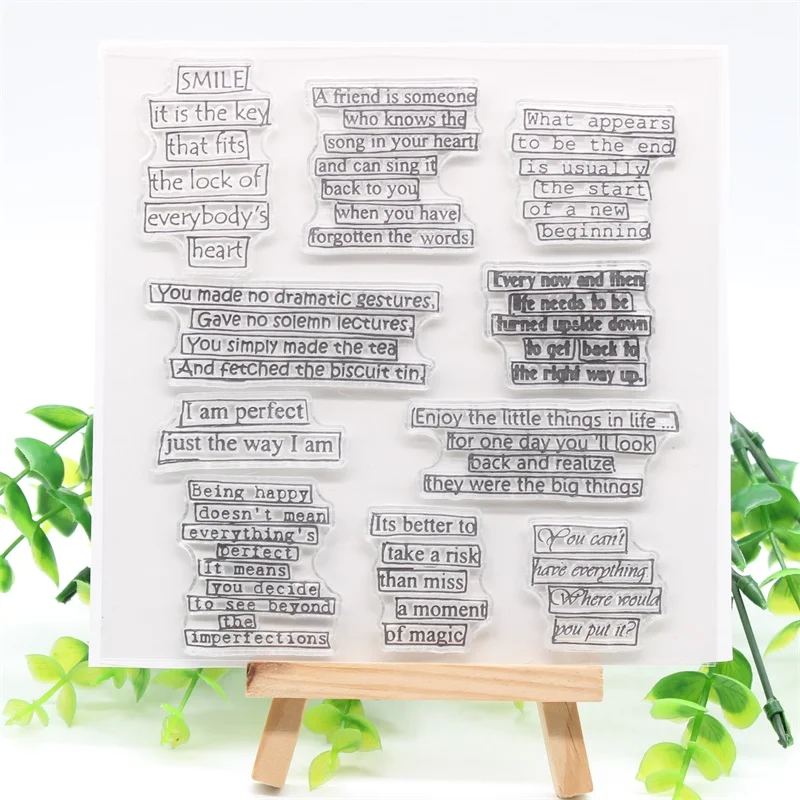 

KSCRAFT Short Sentence Transparent Clear Silicone Stamps for DIY Scrapbooking/Card Making/Kids Fun Decoration Supplies 386