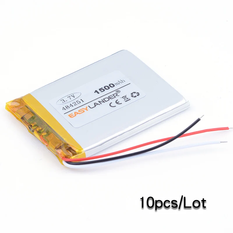 484251 3,7 V 1500 mAh перезаряжаемый литий-полимерный Батарея для MP4 DVR TELECT C430 gps навигатор KOBO электронная книга 504251 504050 power bank - Цвет: 10PCS