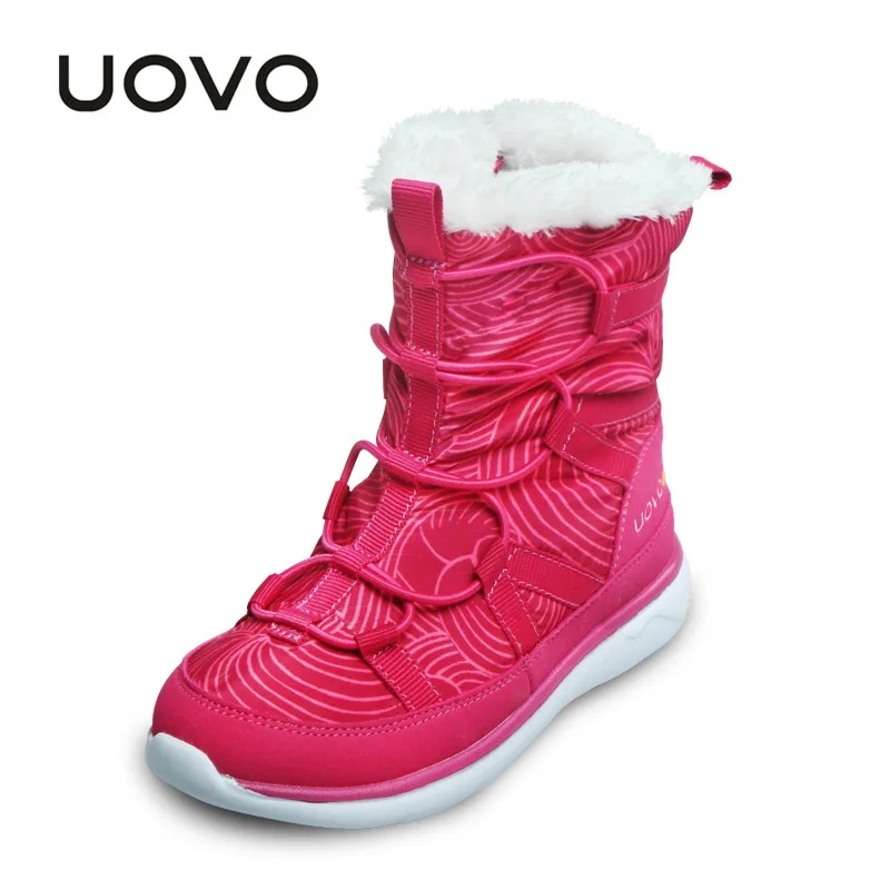 

Uovo Brand Girls Winter Boots Side Zipper Thick Kids Snow Boots Red Grey Snowshoes For Children Size 28-37 Bottes Hiver Fille