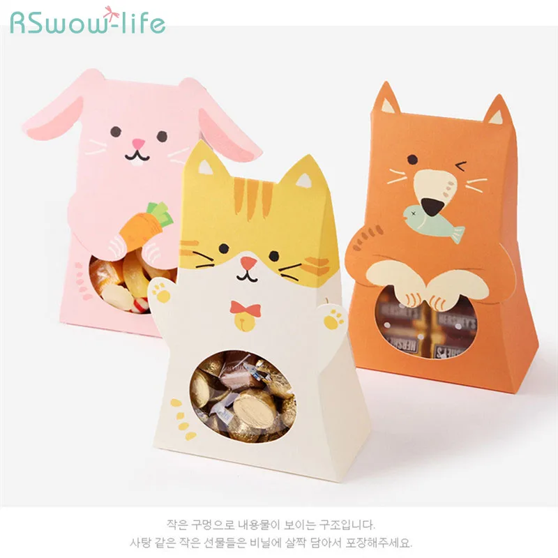 

Cartoon Animal Gift Box Children's Day Cookie Wrapped Candy Gift Boxs Cute Cartoon Window For Festival Party For Children's Boxs