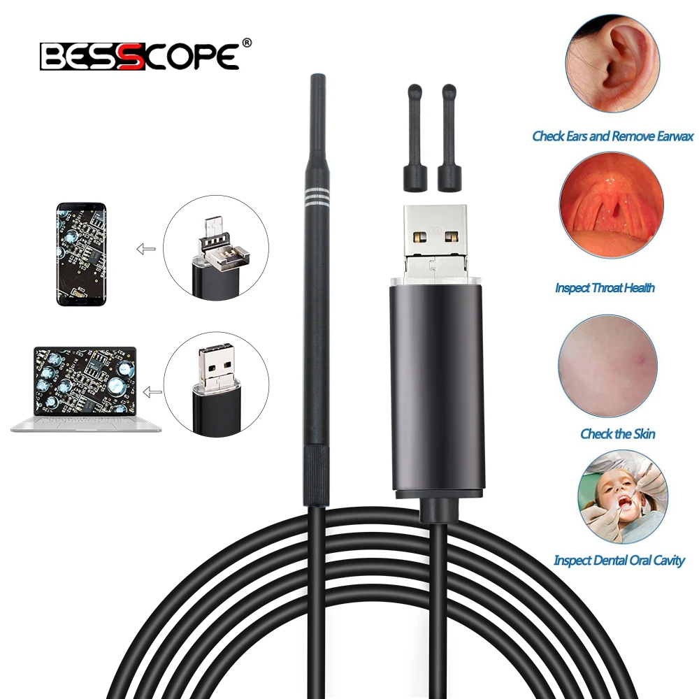 

WIFI iPhone Android IOS PC Otoscope Camera Ear Health Care Inspection Video Endoscope OTG USB Visual Ear Clean Pick Spoon Camera