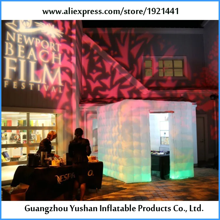 

7.8ft inflatable white cube LED lights photo booth for home/outdoor