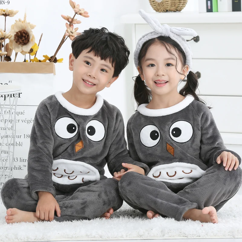 

Children's Pajamas Flannel Pajamas Suit Boy Autumn Winter Baby Girl Winter Clothes Baby Funny sleepwear Girls Pajamas Tracksuit