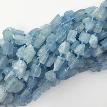 Натуральные необработанные минеральные чистые воды Голубой Аквамарин ручной резки самородок свободной формы свободная грубая матовая граненые бусины 6-8 мм 1" 05351