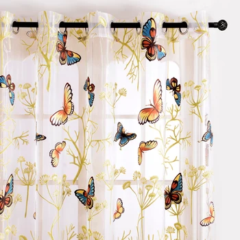 

Top Finel Butterfly Curtains Tulle Window Curtain For Living Room Bedroom Kitchen Curtains Printed Sheer Voile Curtains