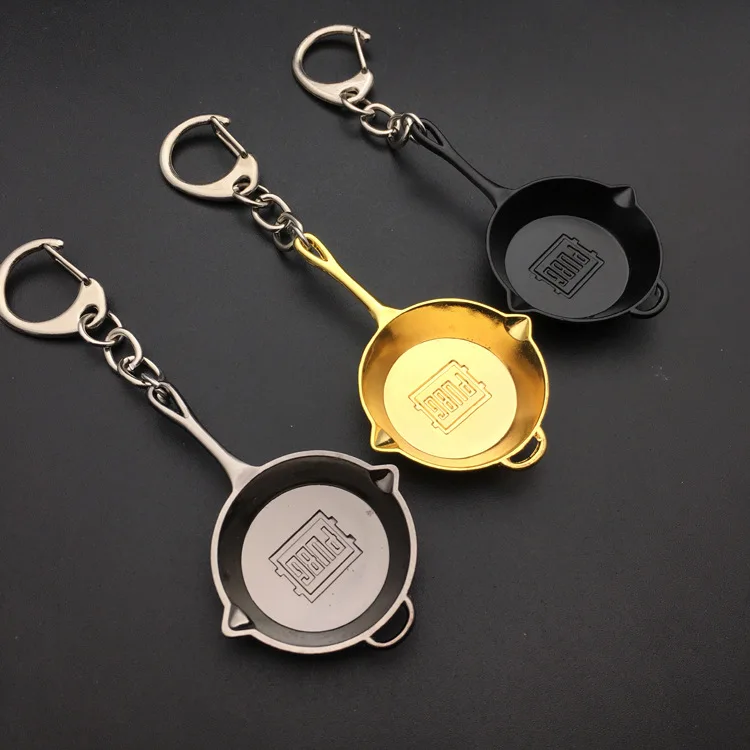 

Game PUBG Level 3 saucepan Keychain Playerunknown's Battlegrounds Surrounding Weapons Alloy Cosplay Props Pendant New Keyring