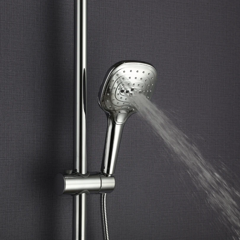 Bathroom Thermostat Shower Faucet Set Hot And Cold Mixer Tap Waterfall Rain Shower Head Chrome Brass Digital Shower System