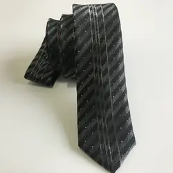 Уникальный Узкие галстуки Роскошные Панель галстук черный с серебряной полосой в горошек бесплатная доставка