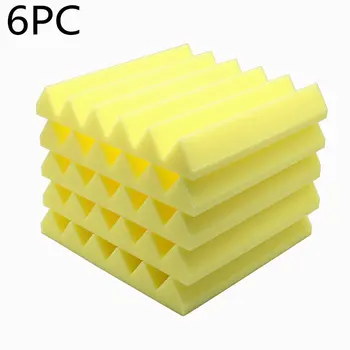 

6pcs 12"x 12"x2" Yellow Soundproofing Foam Studio Acoustic Sound Treatment Absorption Wedge Tile