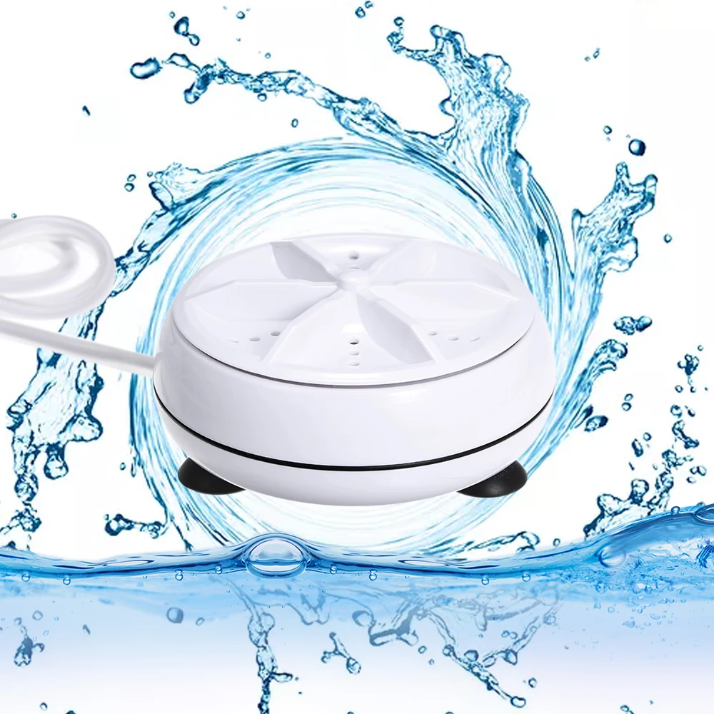 

2in1 Mini Washing Machine Portable Personal Rotating Ultrasonic Turbine Washer with USB Cable for Travel Home Business