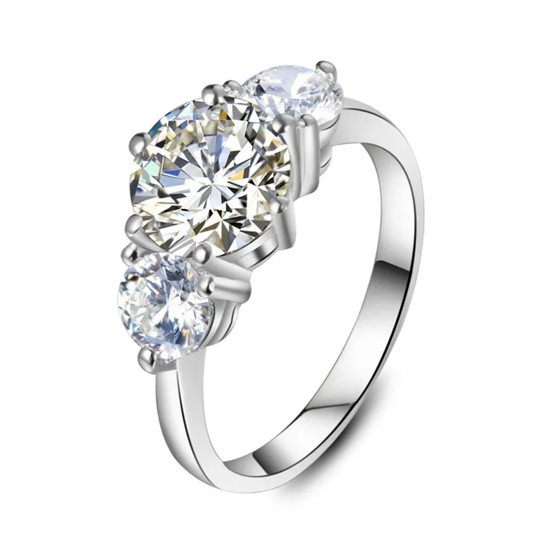 

Test Positive ! Solid 18K White Gold Ring 2CTTW 3 Stones Jewelry Engagement Ring Moissanite Lab Grown Diamond Ring Anniversary