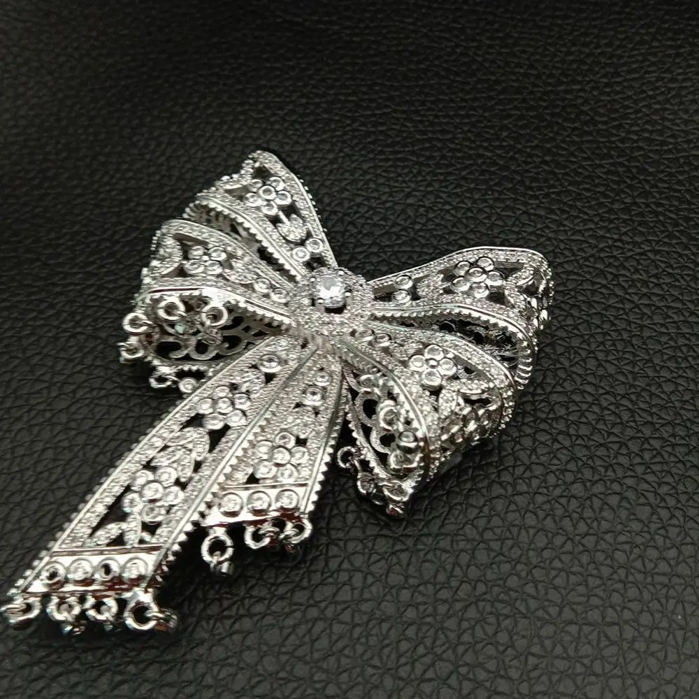 Кубический циркон Micro pave bowknot Разъем 50x55 мм позолоченный DIY ювелирных изделий