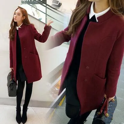 2017 Fashion long wool coat women's elegant high quality