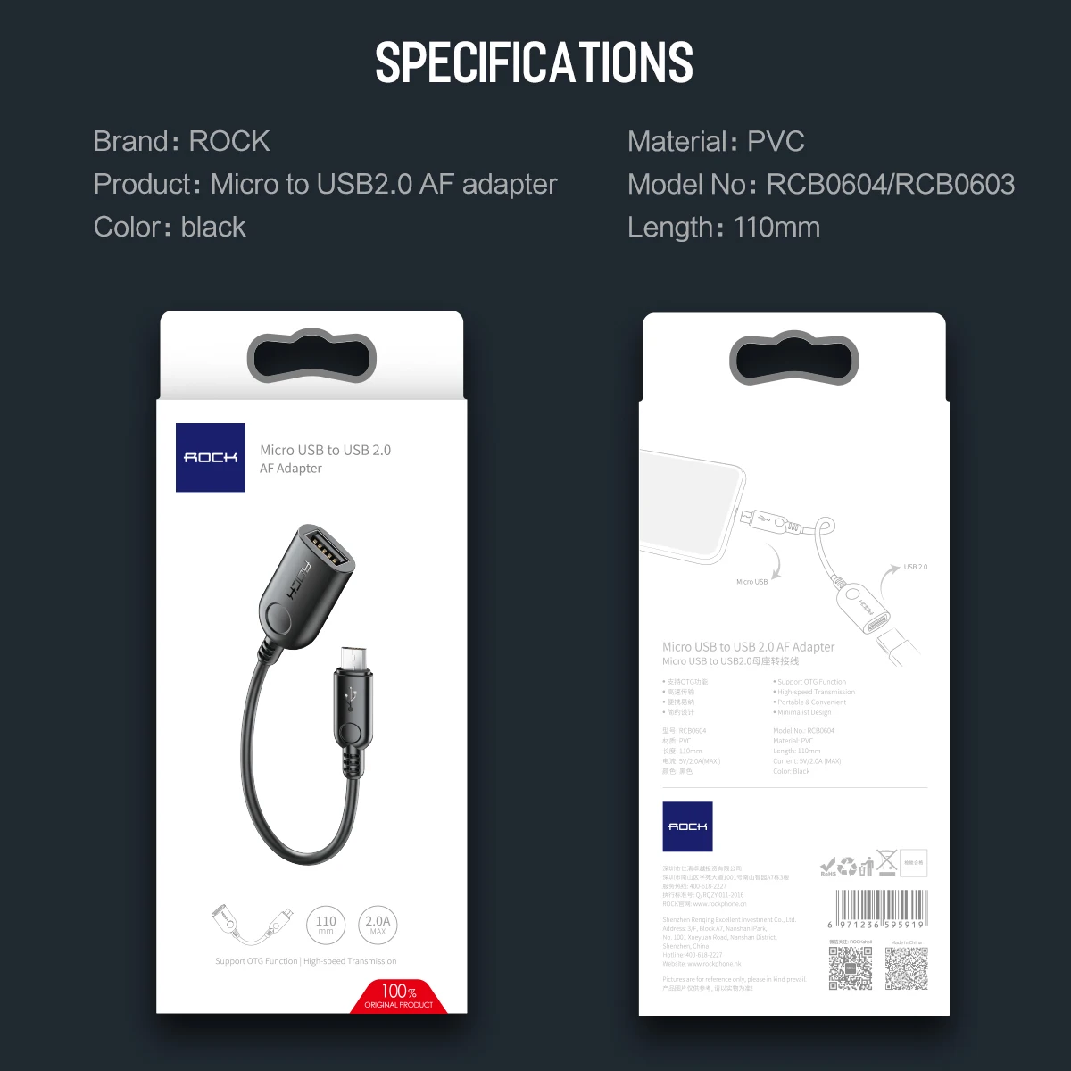 ROCK OTG Micro USB кабель адаптер для Xiaomi Redmi samsung зарядный конвертер Женский адаптер Кабельный разъем