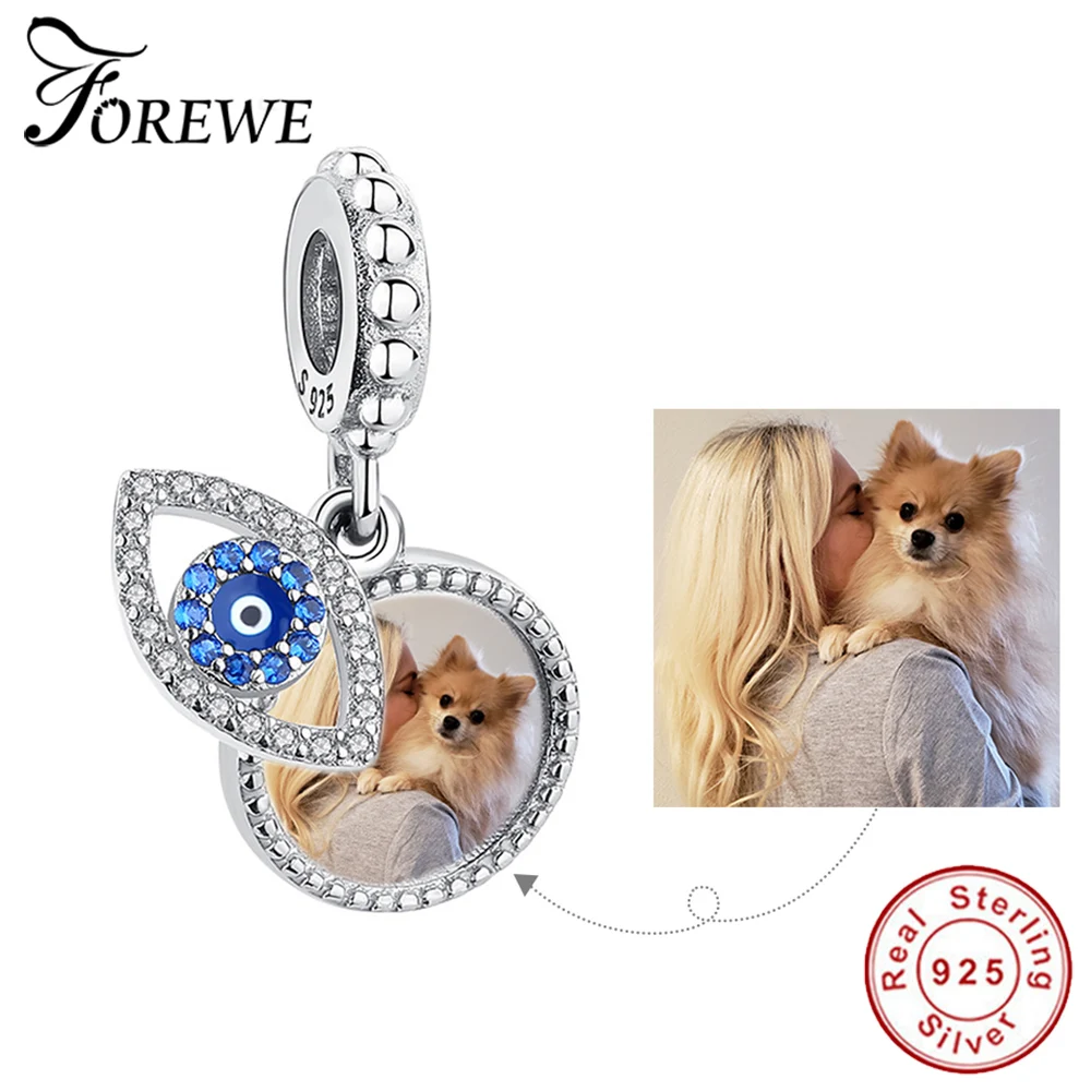 Женские синие Бусины подвески FOREWE из серебра 925 пробы с изображением