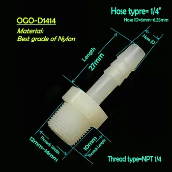 

BEST GRADE OF NYLON HHO FITTINGS ELBOW OGO-D1414