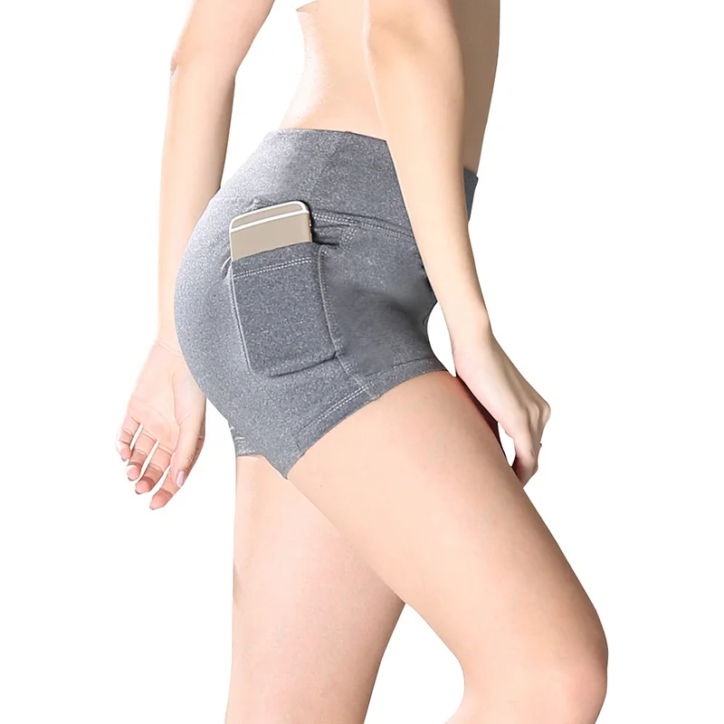 

High Waist Out Pocket Yoga Short Tummy Control Workout Running Athletic Non See-Through Sport Shorts For Women Sweatpants