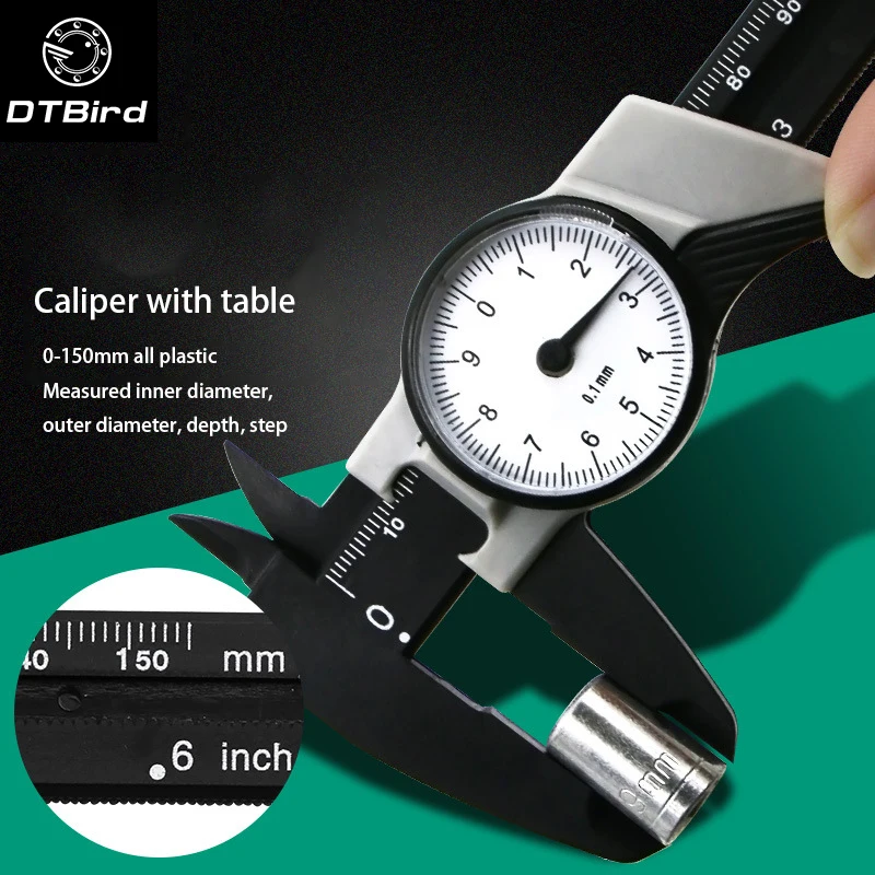 Dial Caliper 0 150mm / 0.1 Shockproof Plastic Vernier Caliper Metric Micrometer Gauge Measuring