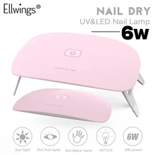 Ellwings 6 w SUNmini УФ светодиодный светильник для сушки ногтей портативный usb-кабель для домашнего использования Гель-лак для ногтей сушилка мини-лампа с USB маникюрная машина