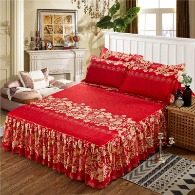 Стиль и новая ткань 150 см* 200 см кровать юбка сделать ваш дом более удобным - Цвет: Зеленый