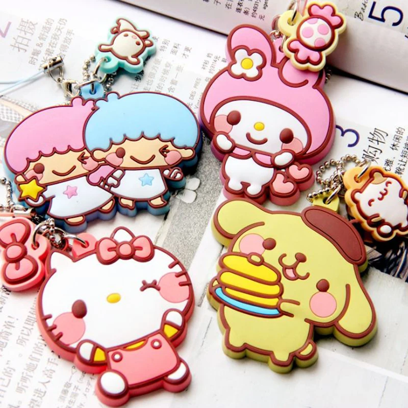

1 Pc Pretty My Melody Keychain with Mirror Pudding dog Bag Pendant Key Chain Little Twin Stars Kt Anime Keyring Figure Toy
