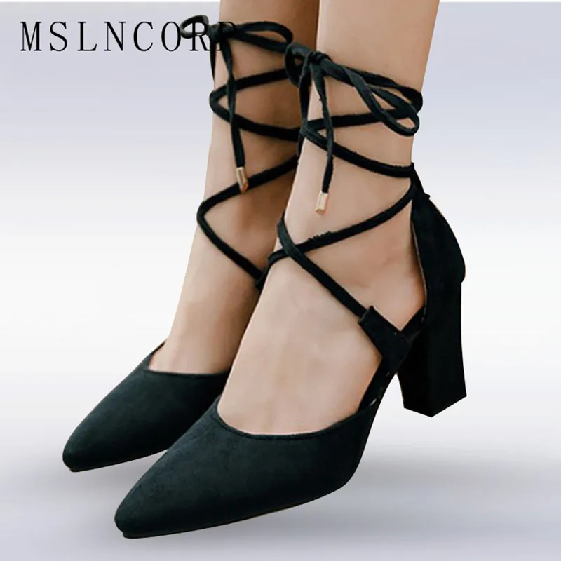 

size 34-50 New Fashion Women Sandals Female Sexy Ankle Cross Strappy High Heels Suede Party Shoes Gladiator Pointed Toe Stiletto