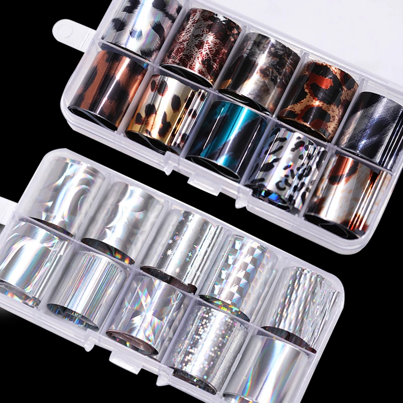 10 шт Голографическая фольга для ногтей набор прозрачный Звездное небо для нейл-арта переводная Наклейка Маникюр Сделай Сам лазерная наклейка украшение