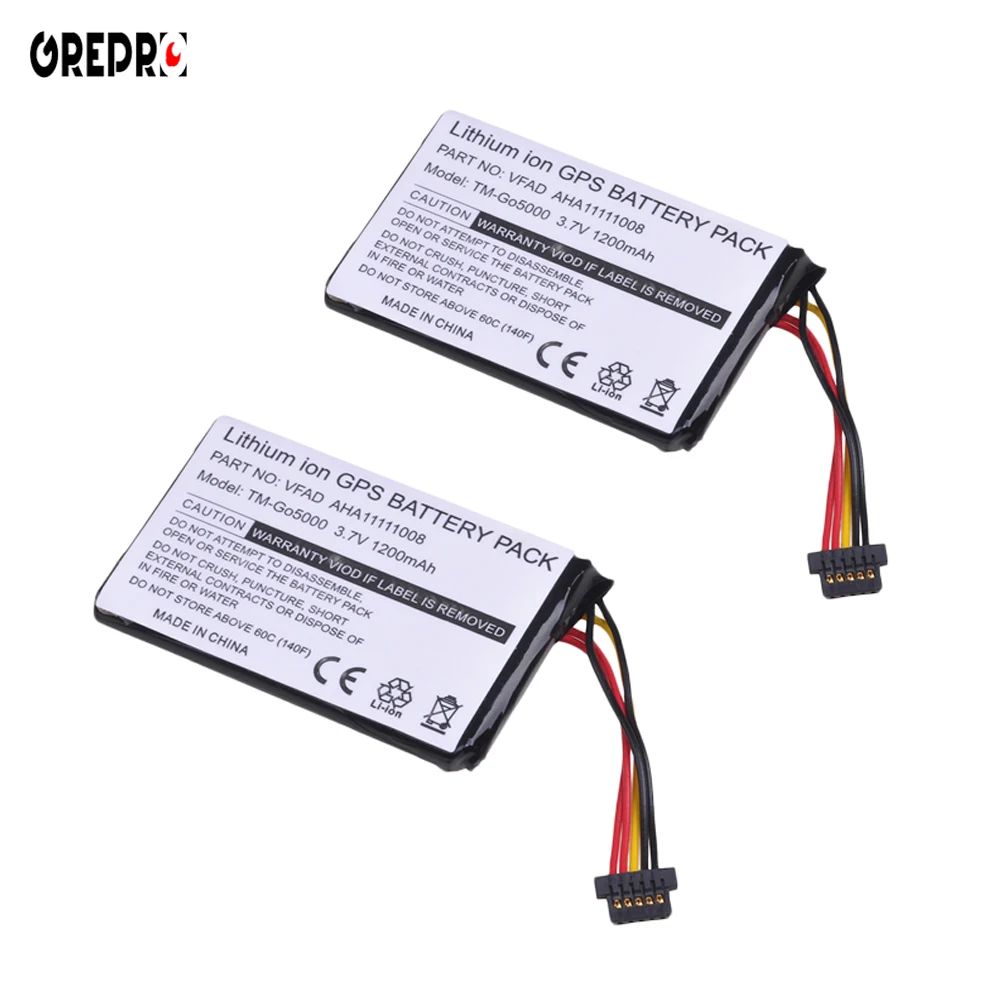 

GREPRO 2pcs 1200mAh GPS Battery AHA11111008 VFAD for TomTom 4FL50 4FL60 Go 5000 GO 5100 Go 6000 GO 6100 PRO TRUCK 5250 bateria