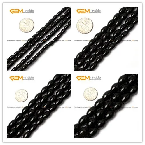 Olivary  Black Agate Beads Natural Stone Beads For...