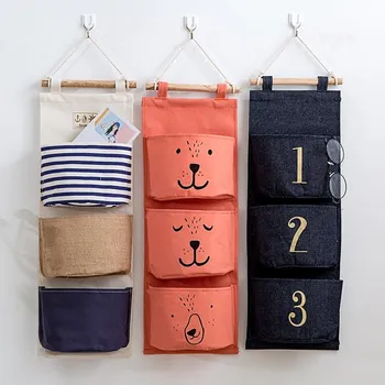 

Wall Sundry Canvas Hanging Organizer Bag Multi-Layer Holder Makeup Rack Jewelry Storage Box for Toys