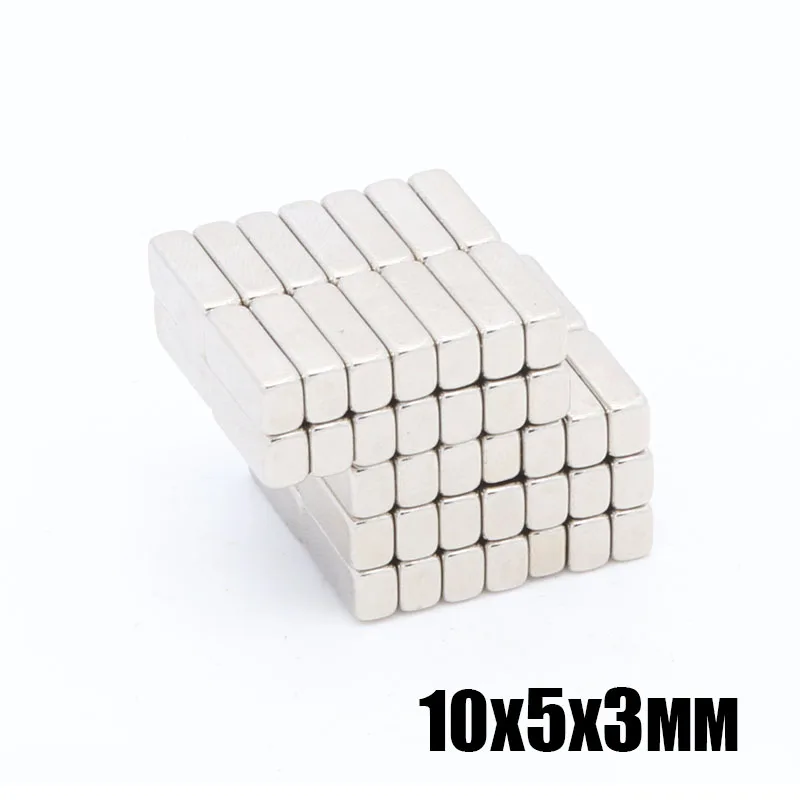 100 шт. 10x5x3 мм, неодимовый магнит N35 маленькая квадратная мощность сильные магниты 20*5*3 мм Редкоземельные неодимовые магниты s