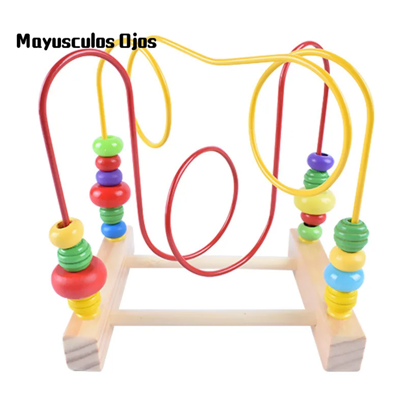 

ZH 1PC Wooden Early Childhood Education Two-line Abacus Round Beads Children's Hand-eye Coordination Educational Toys Baby Gifts